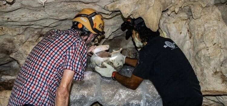 INAH recupera una olla prehispánica en cueva del sistema Garra de Jaguar en QRoo INAH recupera una olla prehispánica en cueva del sistema Garra de Jaguar en QRoo